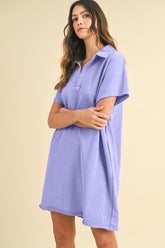 Annie Wear Mineral Washed Johnny Collar Short Sleeve Dress OutfitFlow